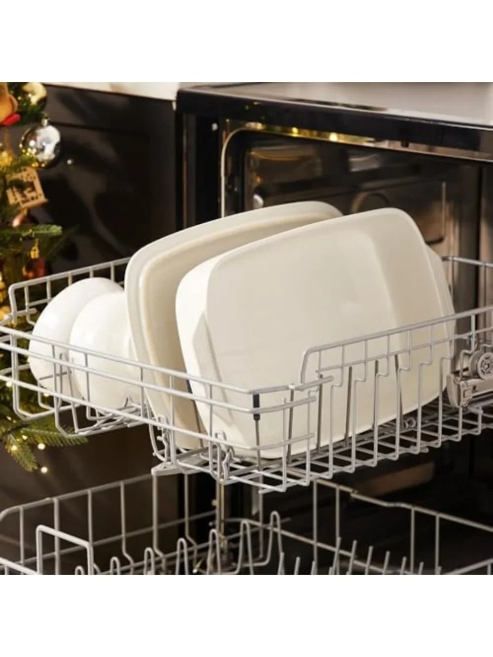 4 QT White Ceramic Casserole Dish with Lid - Large Baking & Serving Dish